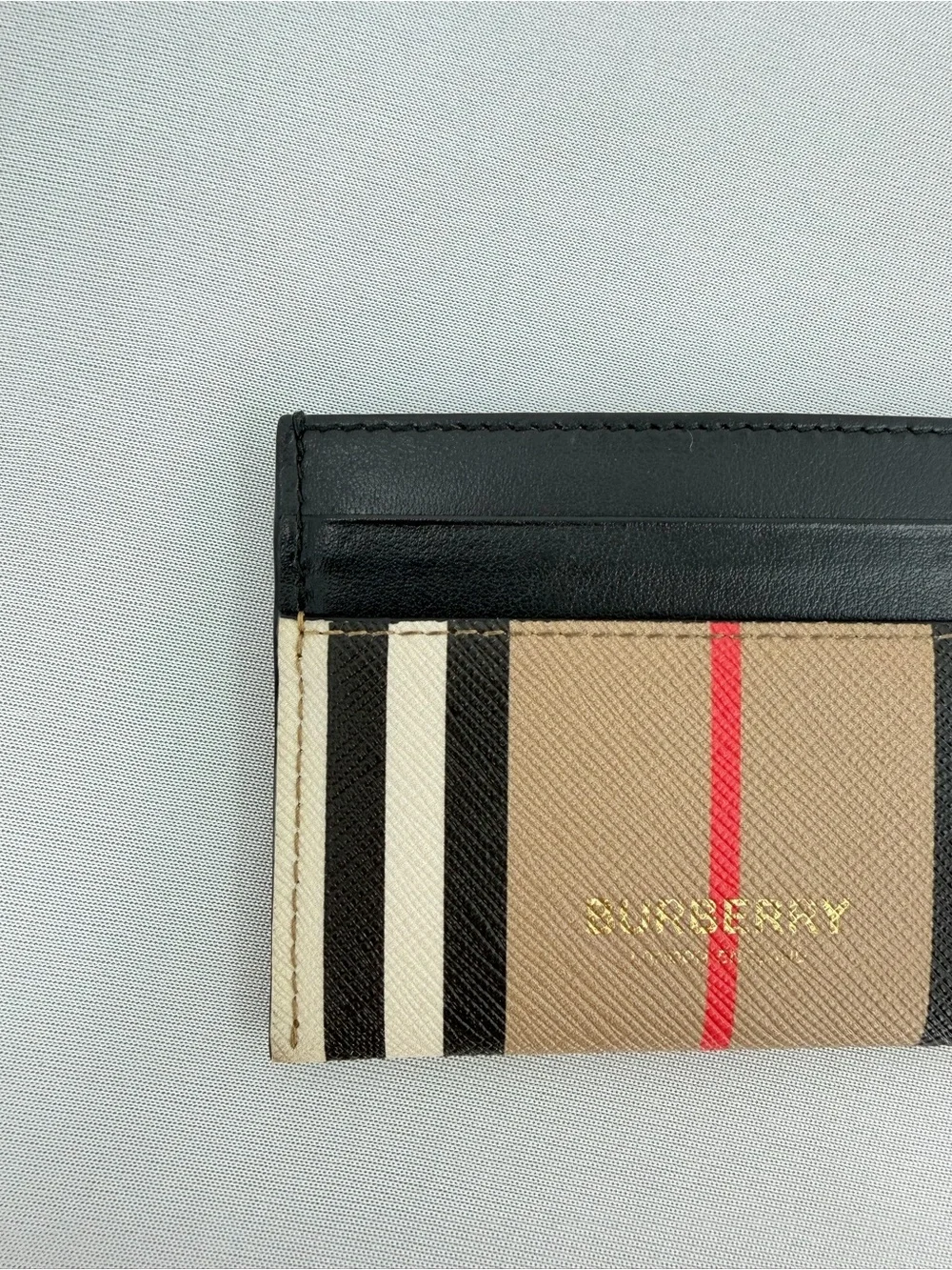 Burberry Vintage Check Unisex Card Holder Wallet Leather Trim designer wallet